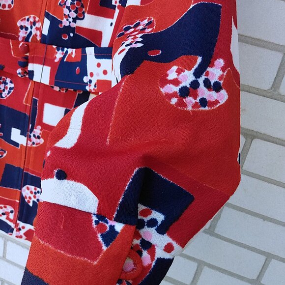 Vintage 70s Psychedelic Jacket 41.75 Chest Butterfly Collar Zipper Belt Retro Re - Picture 12 of 16